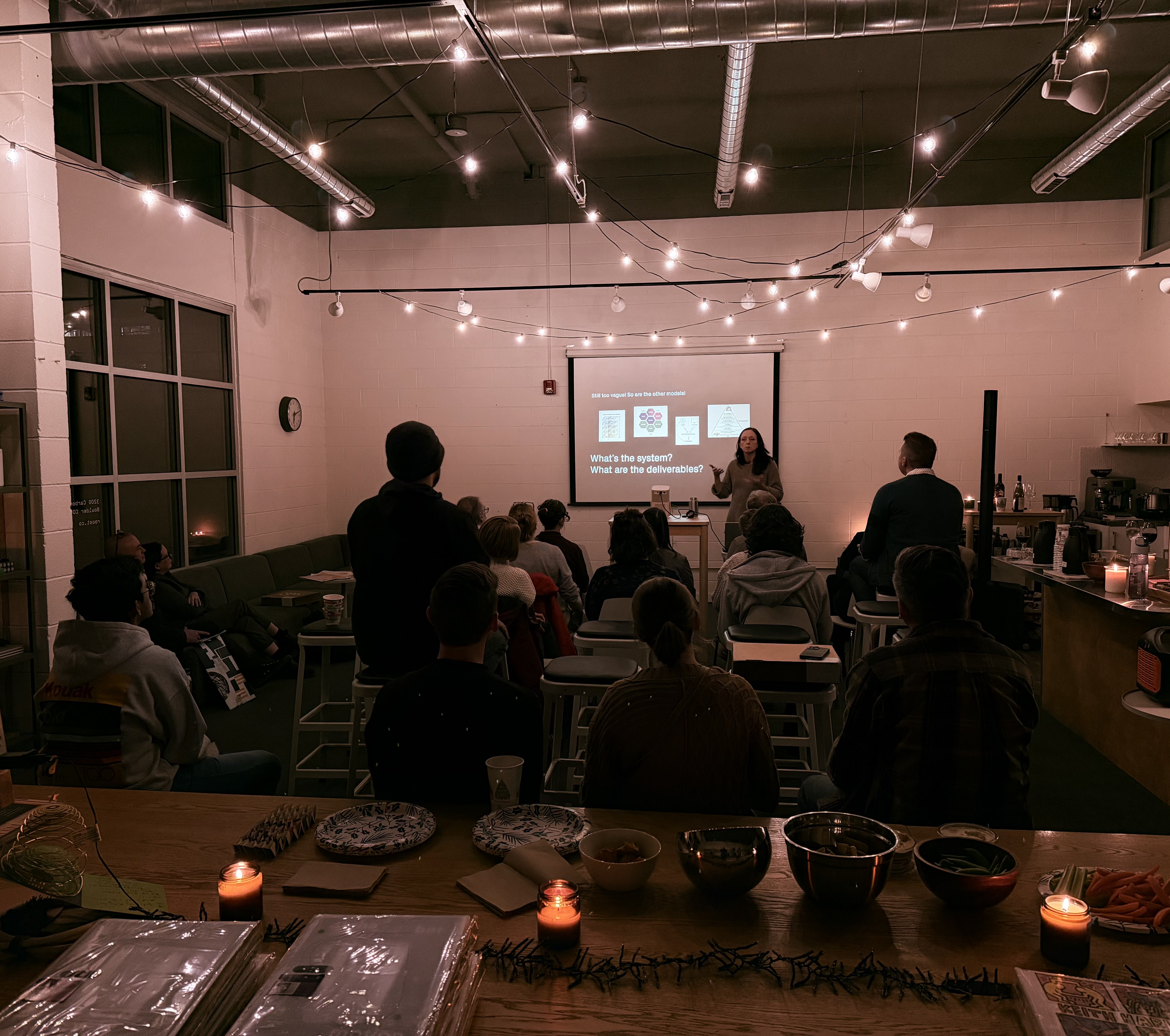 Talk and presentation at Roost, full room of attendees