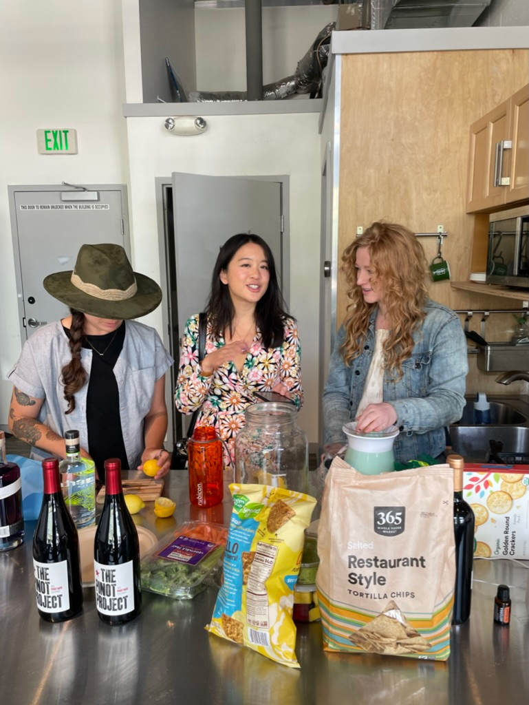 Members in the Roost kitchen during a gathering